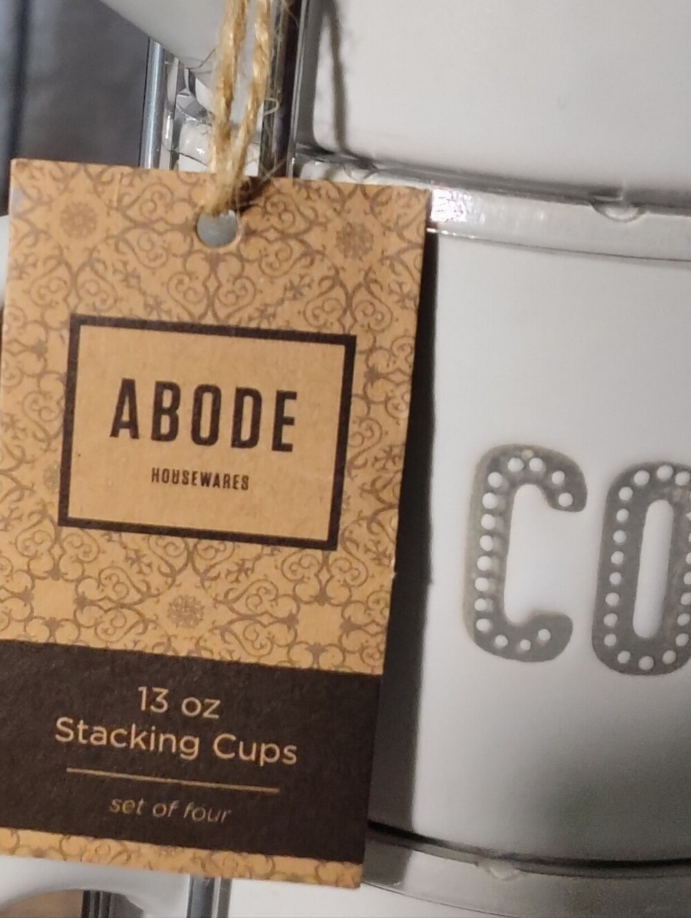 Abode White Stackable Coffee Mug Set with Metal Rack - Picture 2 of 3